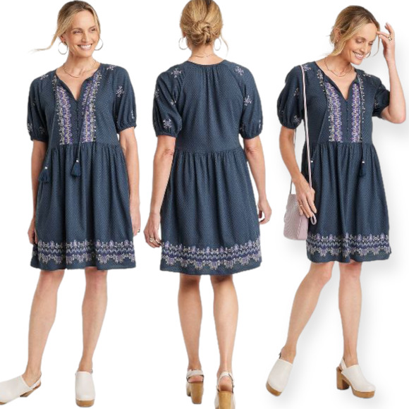 Knox Rose NEW Womens Size XXL Bohemian Embroidered Knee Length Dress Boho - Picture 1 of 10